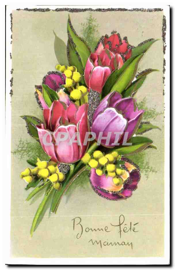 CPA Fantaisie Fleurs Bonne Fete Maman