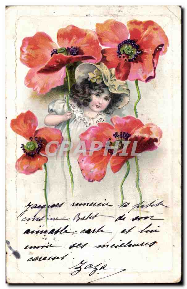 CPA Fantaisie Fleurs Enfant