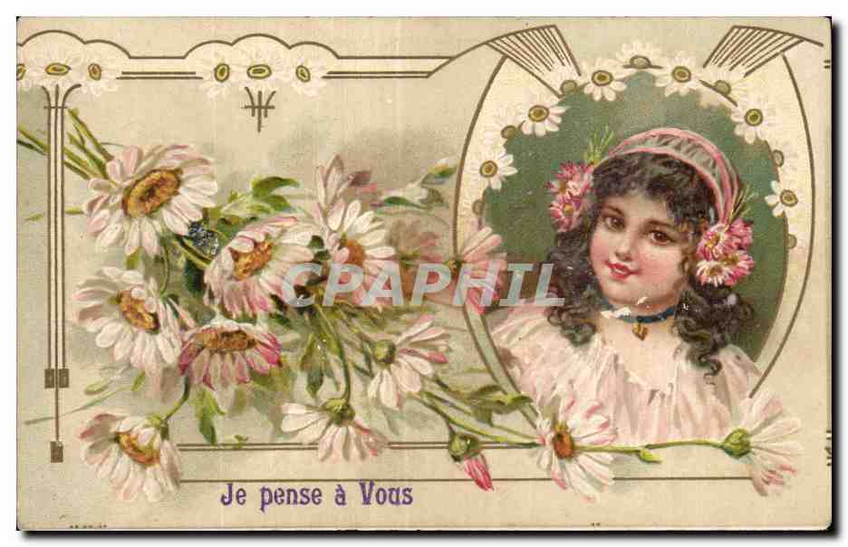 CPA Fantaisie Fleurs Je Pense a Vous Enfant