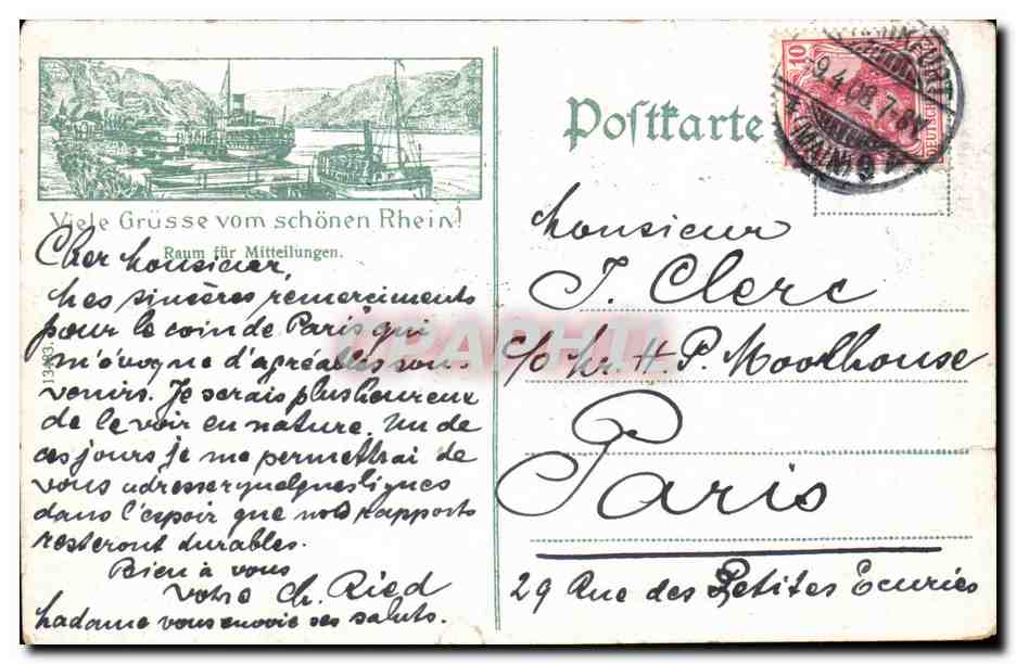 CPA Der Rhein Alles Haus in Bacharrach — Rückseite