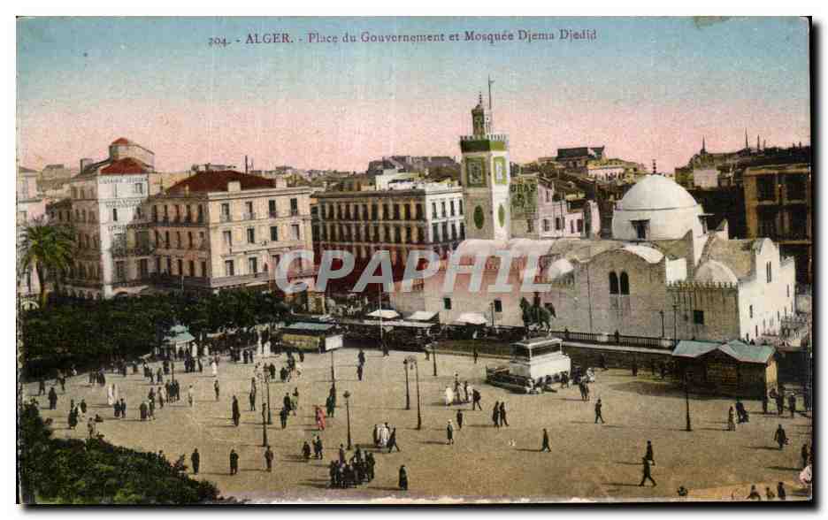 CPA Algerie Alger Place du Gouvernment et Mosquee Djema Djedid