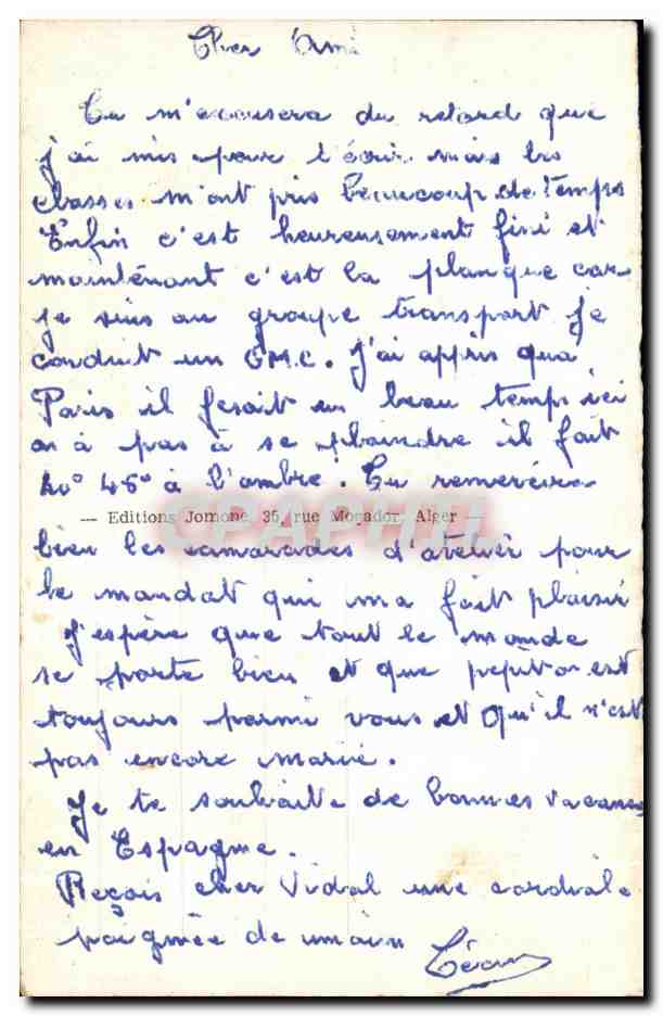 CPA Algerie Alger La Rue d Isly — Back