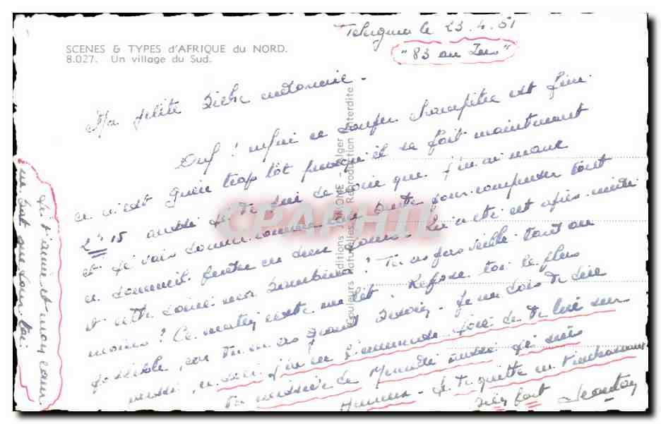 CPA Algerie Scenes and Types d Afrique du Nord Un village du Sud — Back
