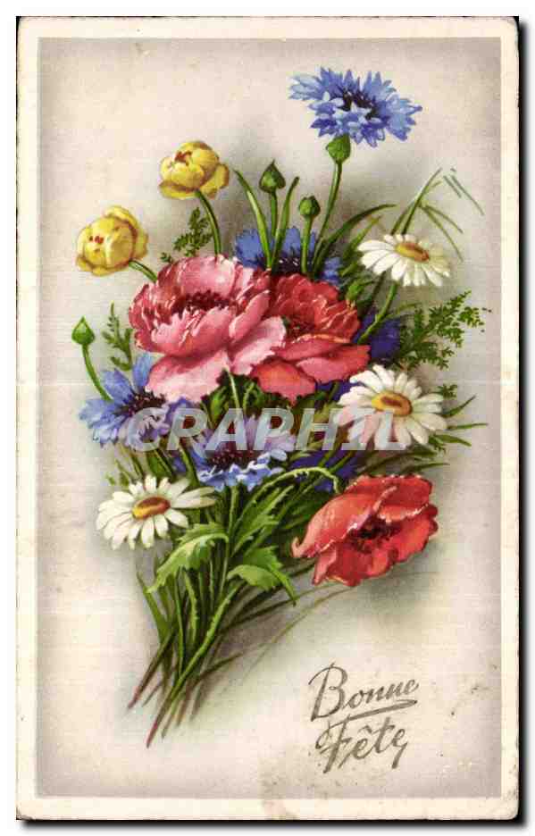CPA Fantaisie Fleurs Bonne fete