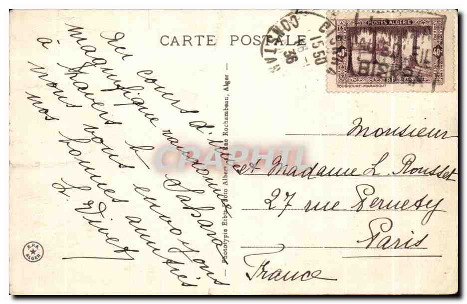 CPA Algerie Vieux Biskra — Rückseite