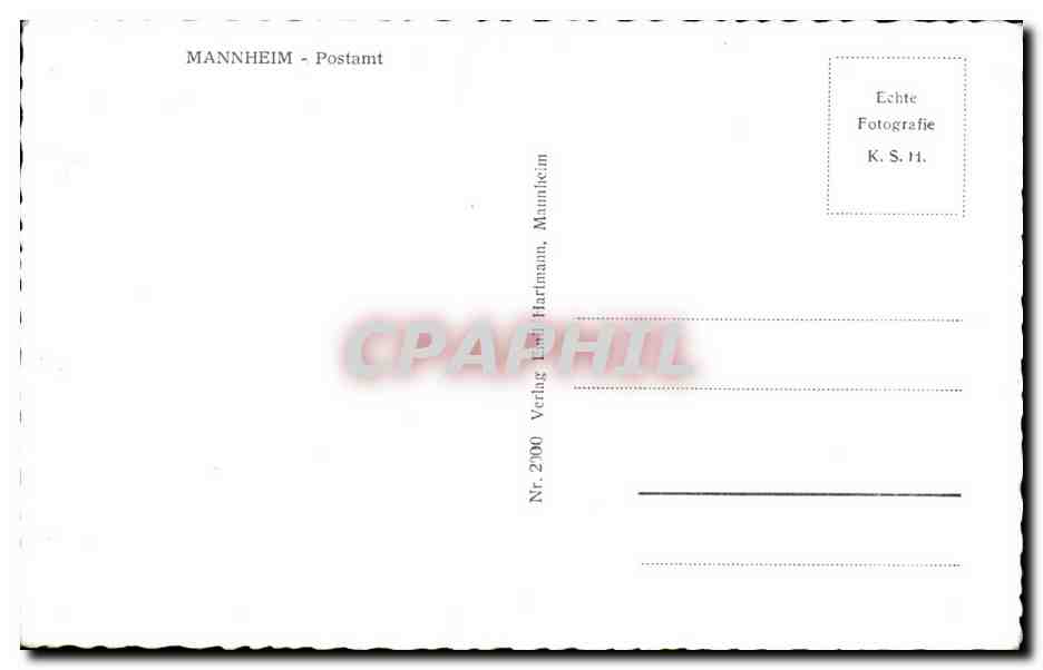 CPSM Mannheim Postamt — Rückseite