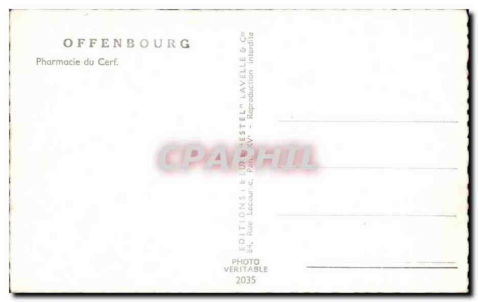 CPA Offenbourg Pharmacie du Cerf — Rückseite