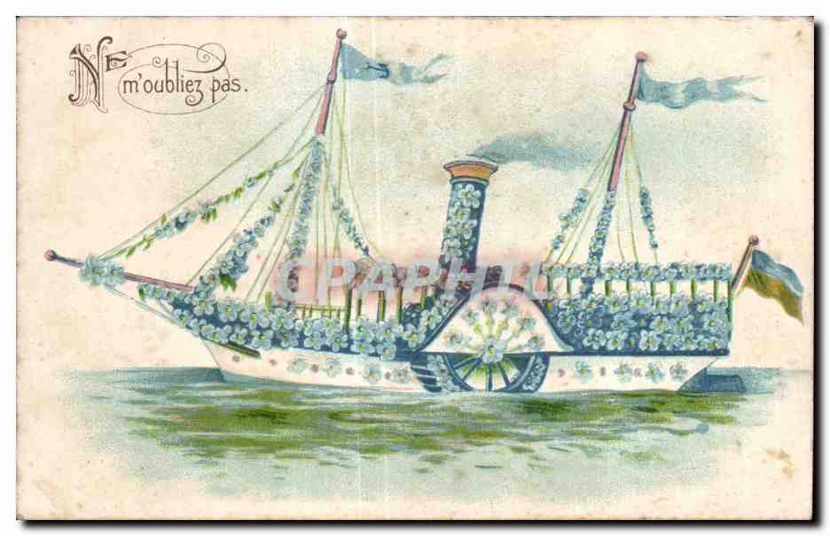 CPA Fantaisie Fleurs Bateau