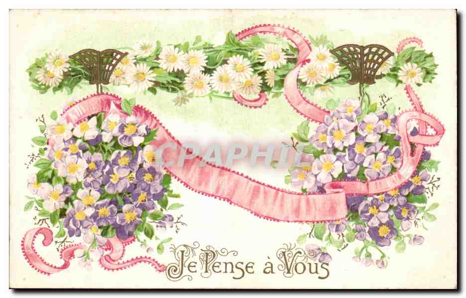 CPA Fantaisie Fleurs Je Pense a Vous