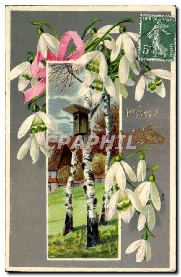 CPA Fantaisie Fleurs Poisson