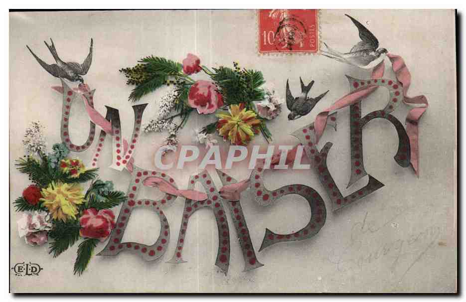 CPA Fantaisie Fleurs Un baiser