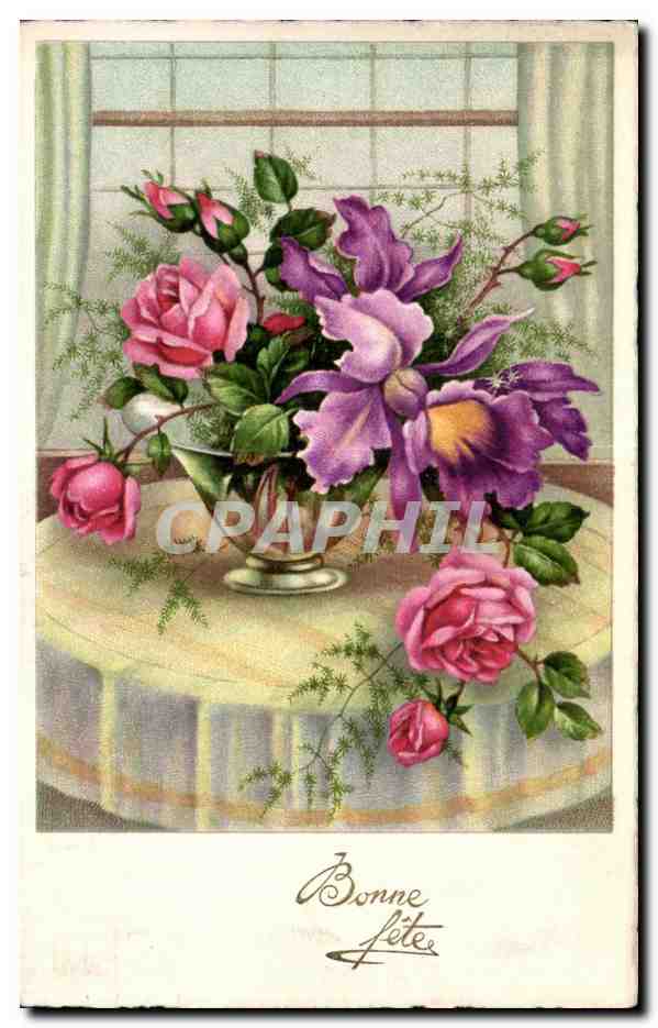 CPA Fantaisie Fleurs Bonne fete