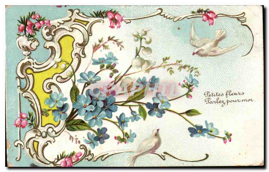 CPA Fantaisie Fleurs Colombe
