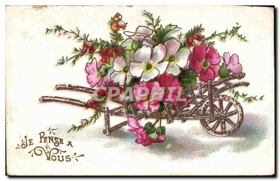 CPA Fantaisie Fleurs Je pense a vous