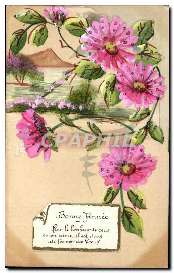 CPA Fantaisie Fleurs Bonne annee