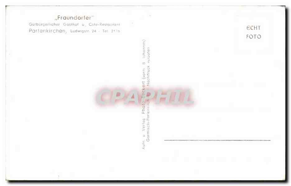 CPA Fraundorfer Partenkirchen  — Rückseite