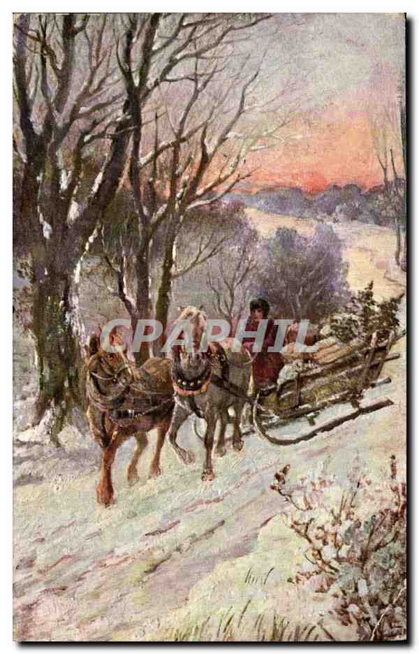 CPA Attelage Traineau Cheval Horse