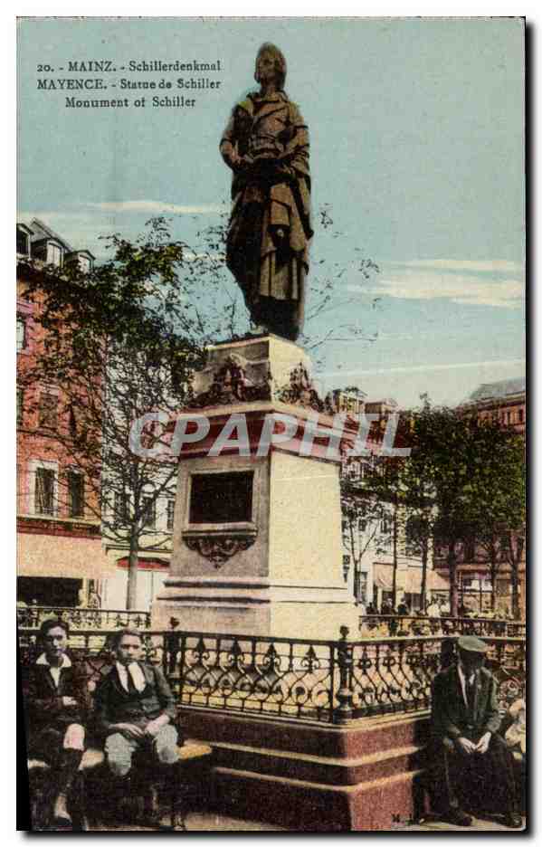 CPA Mainz Schillerdenkmal Mayence Statue de Schiller Monument of Schiller