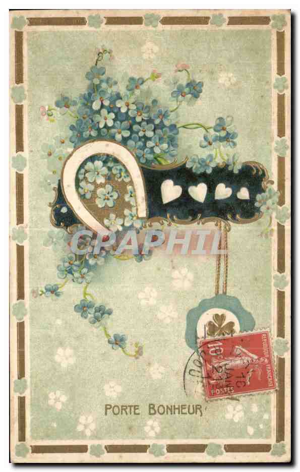 CPA Fantaisie Fleurs Porte Bonheur