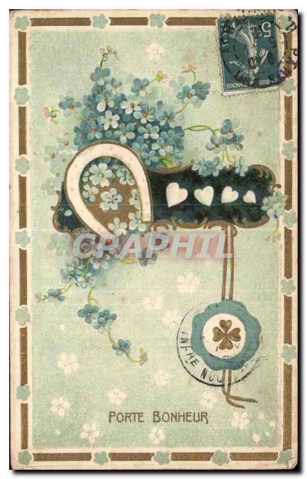 CPA Fantaisie Fleurs Porte Bonheur