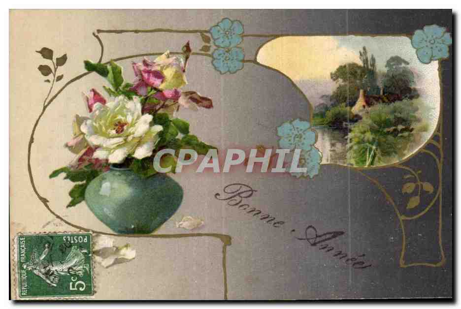 CPA Fantaisie Fleurs Bonne Annee