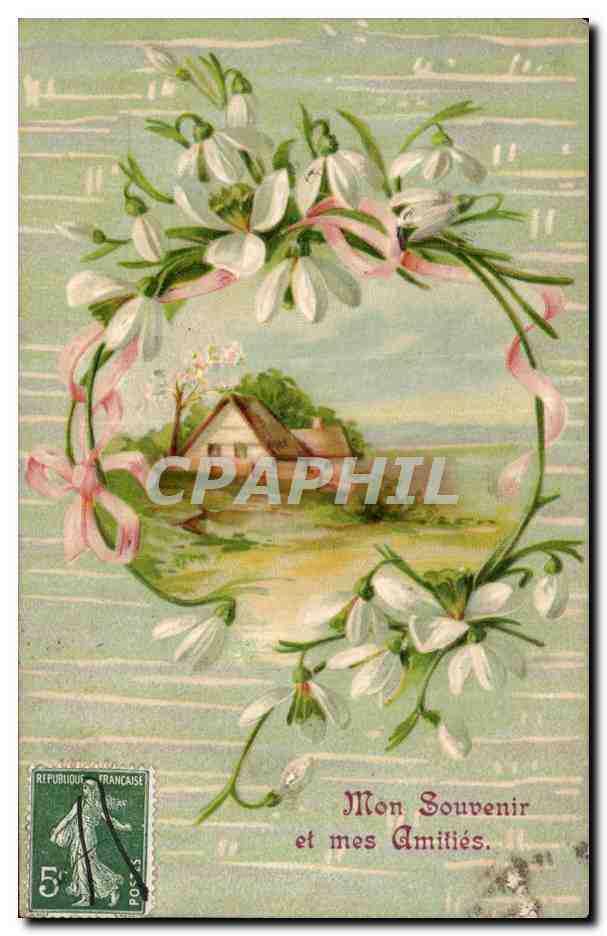 CPA Fantaisie Fleurs Mon Souvenir 