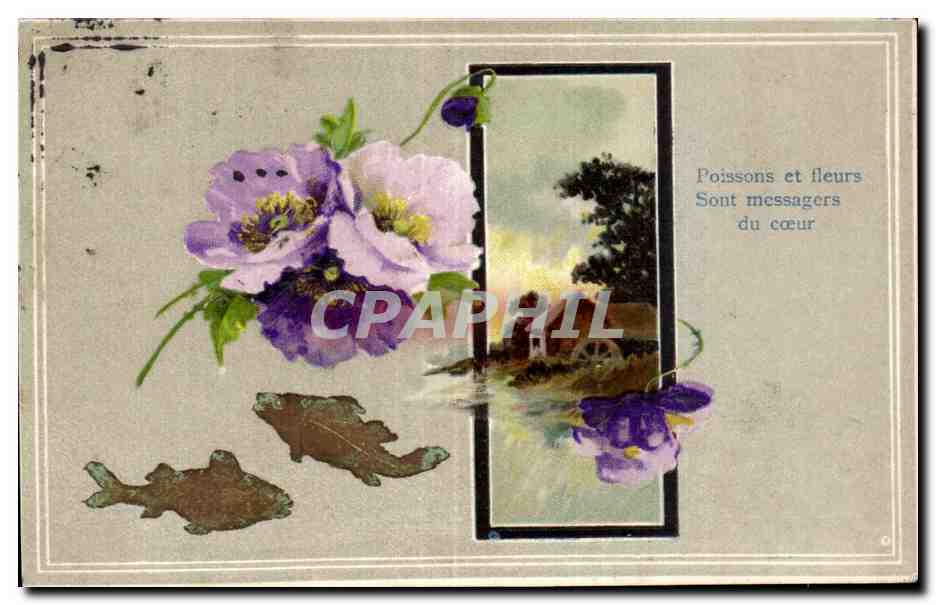 CPA Fantaisie Fleurs Poisson