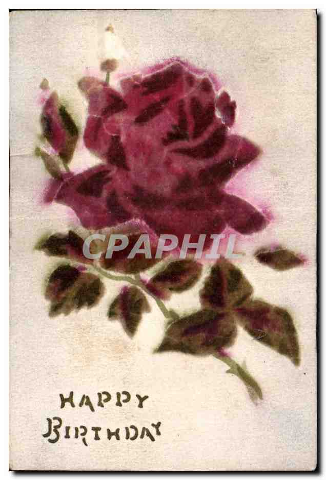 CPA Fantaisie Fleurs Anniversaire Happy birthday