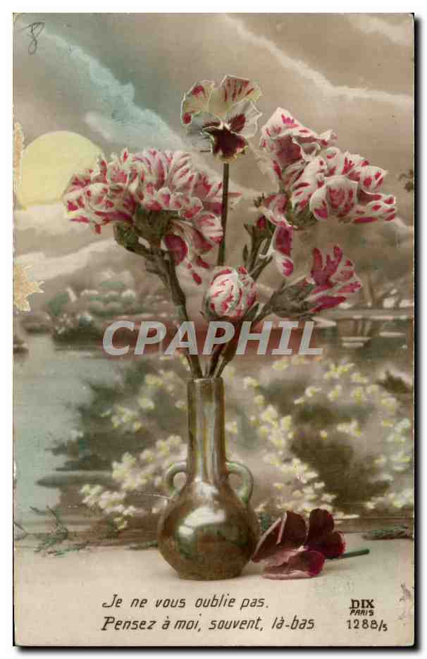 CPA Fantaisie Fleurs Je ne vous oublie pas 