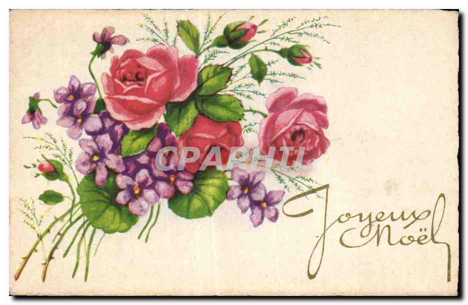 CPA Fantaisie Fleurs Joyeux Noel
