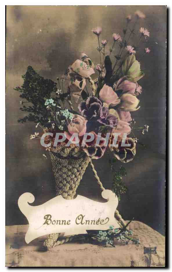 CPA Fantaisie Fleurs Bonne annee