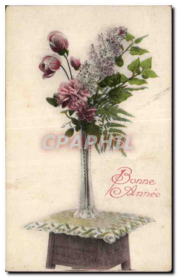 CPA Fantaisie Fleurs Bonne annee