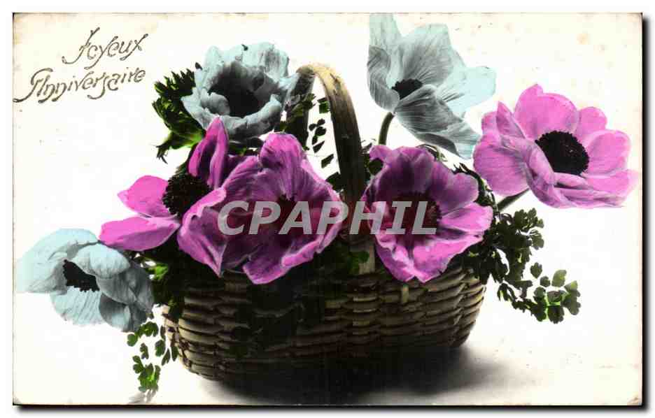 CPA Fantaisie Fleurs Anniversaire