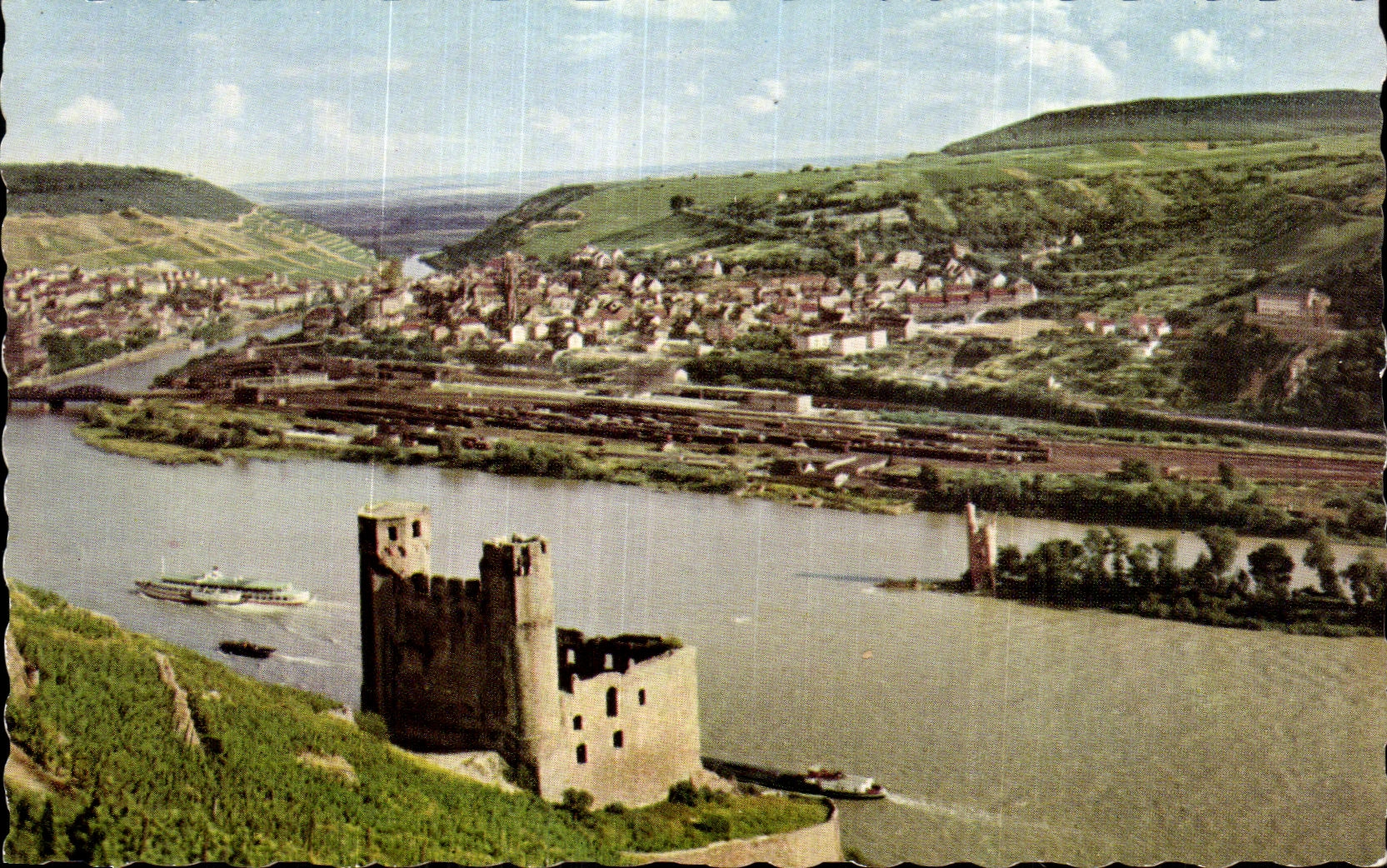 Ruiné Ehrentels, Mäuseturm, Bingerbrück und Bingen am Rhein — 75 Jahre Kunstarverlag Edith König, Heidelberg — Farbenfoto M. Bauder — F 122