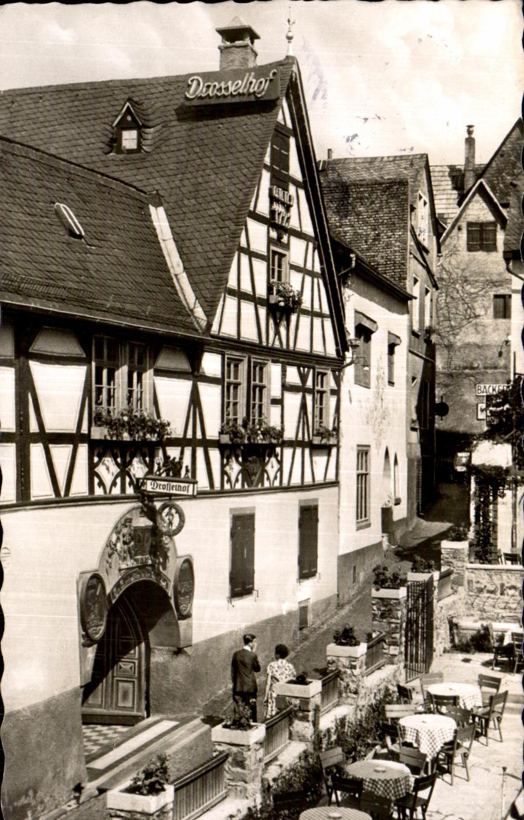 CPA Rudesheim am Rhein Drosselgasse Partie am Drosselhof