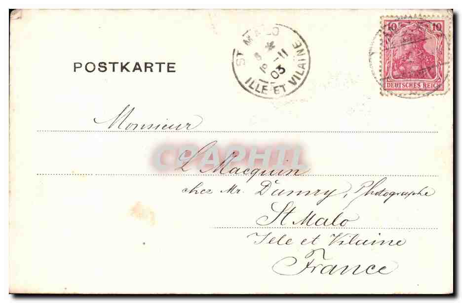 Hamburg — Lagerhäuser mit Nicolai- und Catharinenkirche — unbekannter Verlag, Nr. 5846 — Rückseite