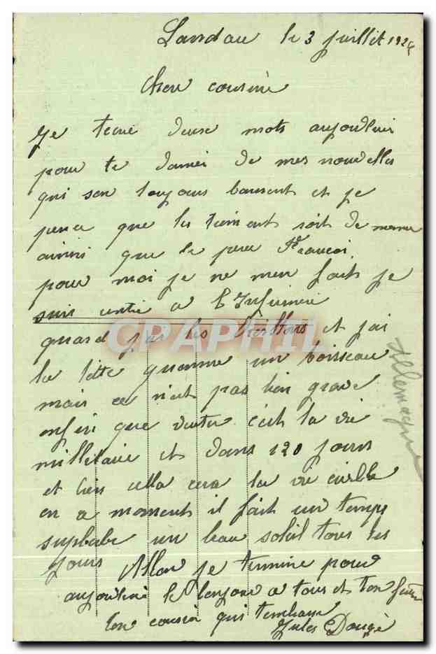 CPA Landau Quartier Foch Militaria  — Back