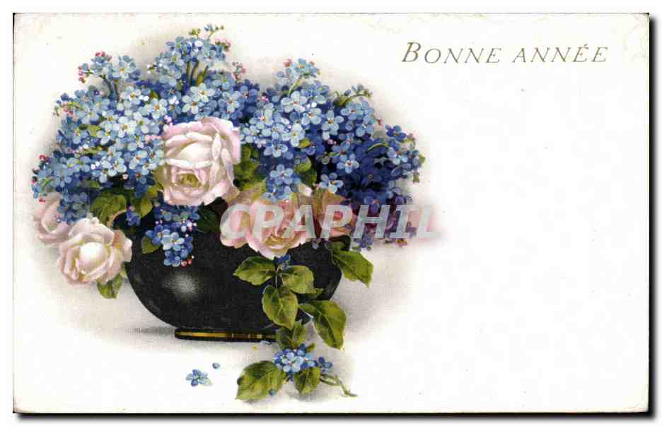 CPA Fantaisie Fleurs Bonne annee