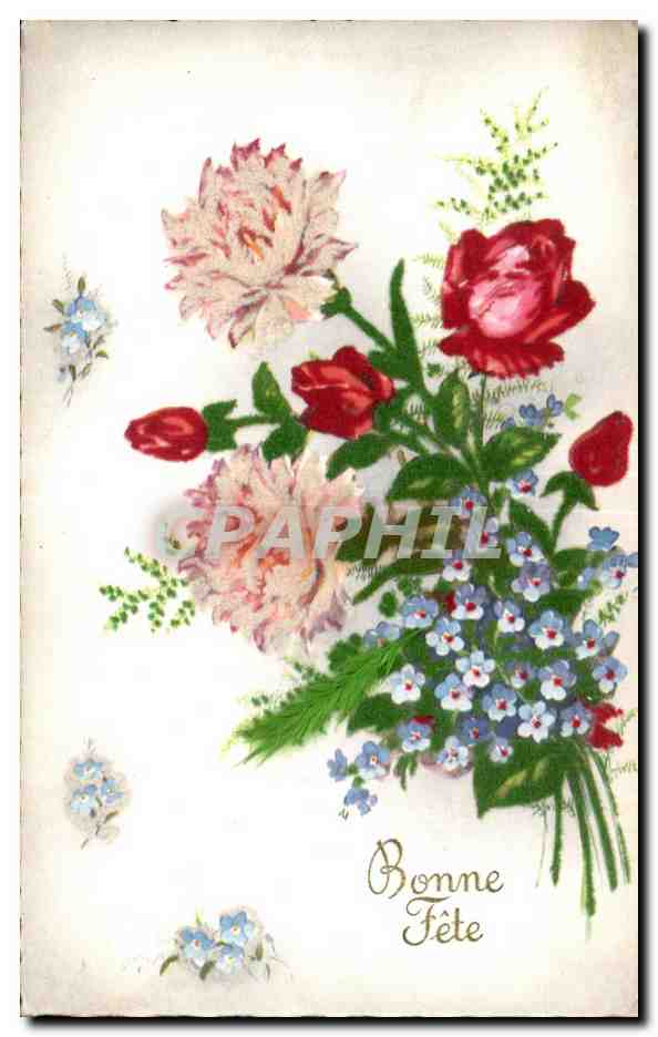 CPA Fantaisie Fleurs Bonne fete
