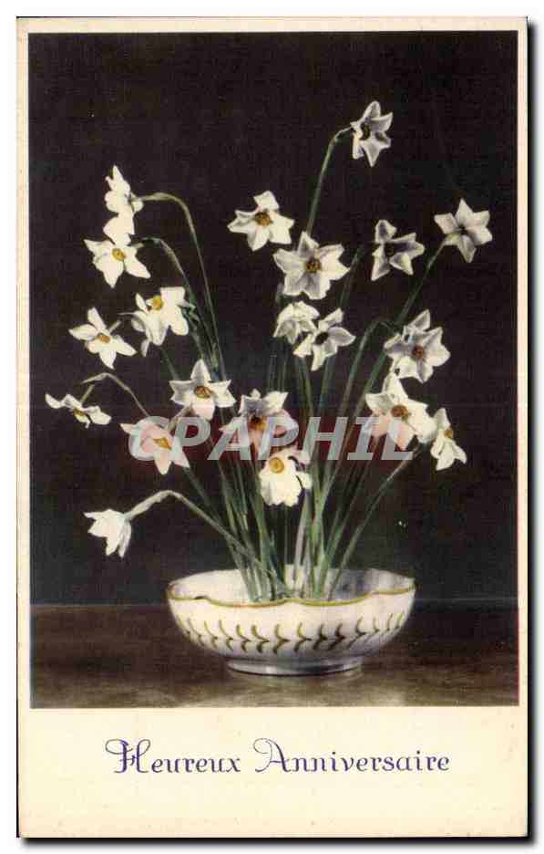 CPA Fantaisie Fleurs Heureux Anniversaire