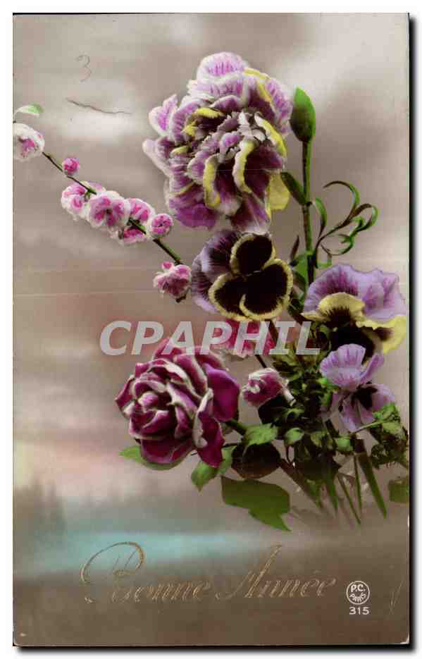CPA Fantaisie Fleurs Bonne Annee