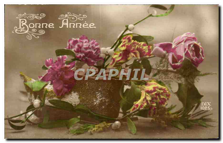 CPA Fantaisie Fleurs Bonne Annee