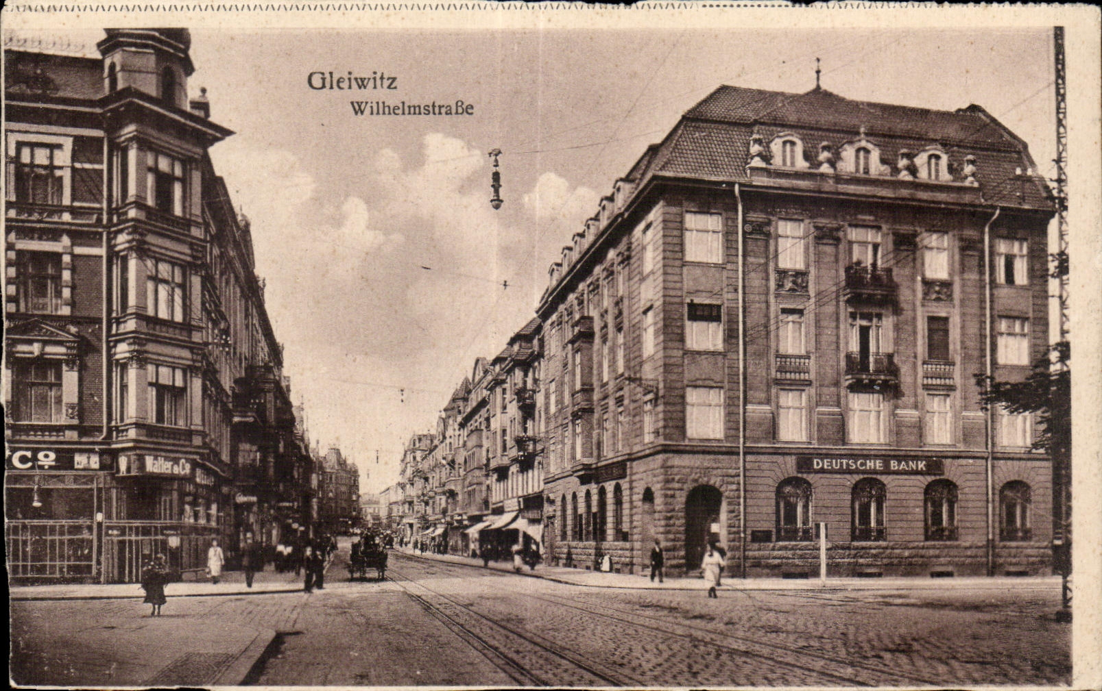 Gleiwitz — Wilhelmstraße — Deutsche Bank et bâtiments urbains