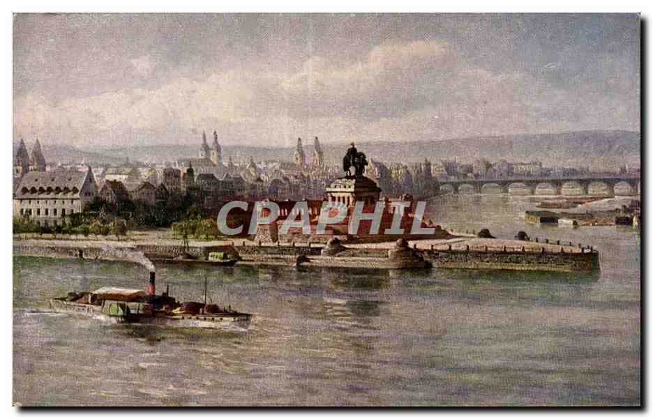CPA Das Kaiser Wilhelm Denkmal am Deutschen Eck Das Denkmal am Zusammon