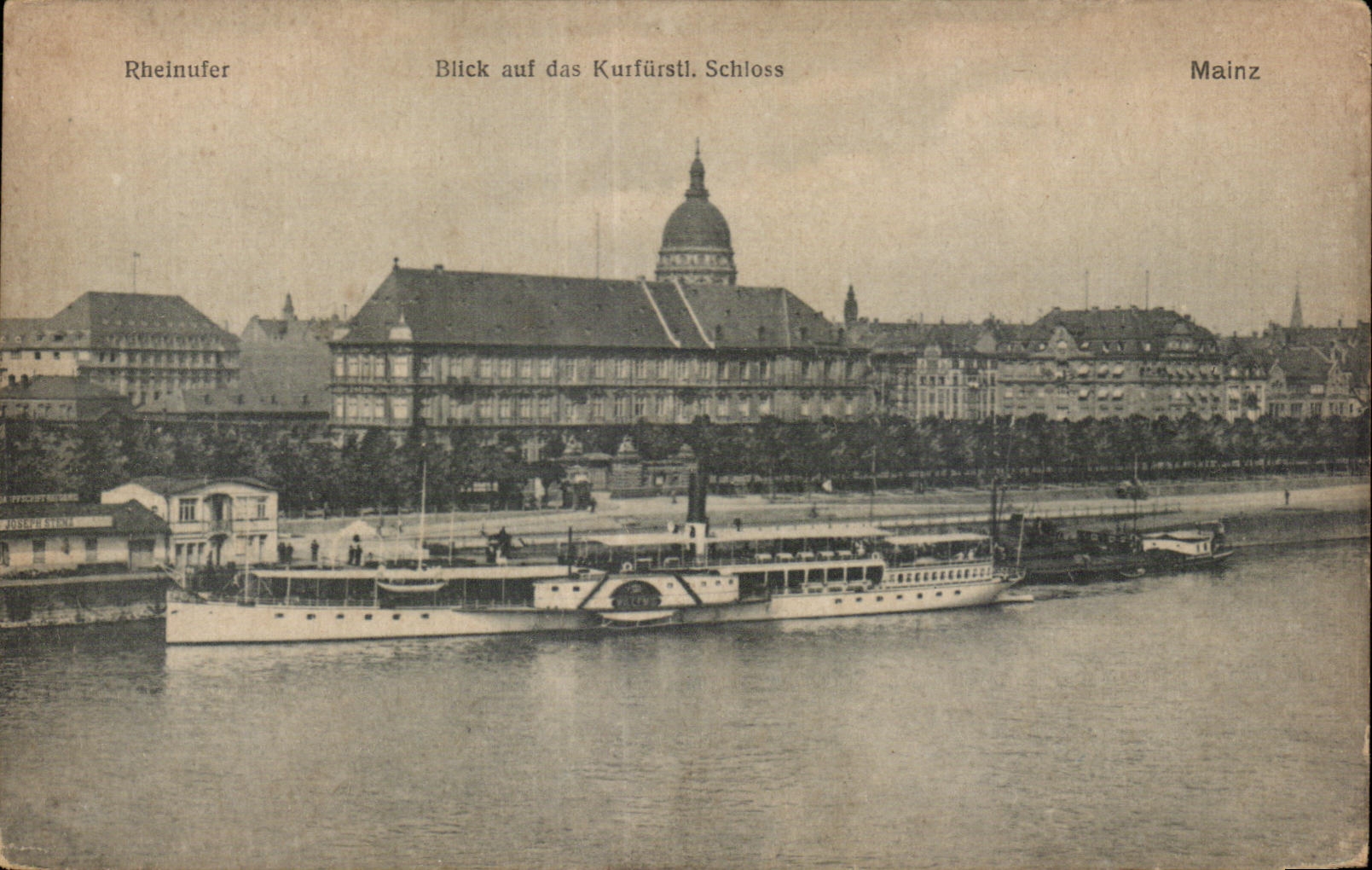 CPA Rheinufer Bilck aut das Kurfursti Sehloss Mainz