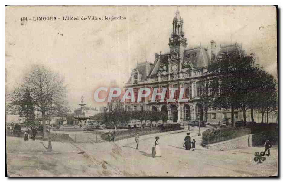 CPA Limoges L Hotel de Ville et les jardins