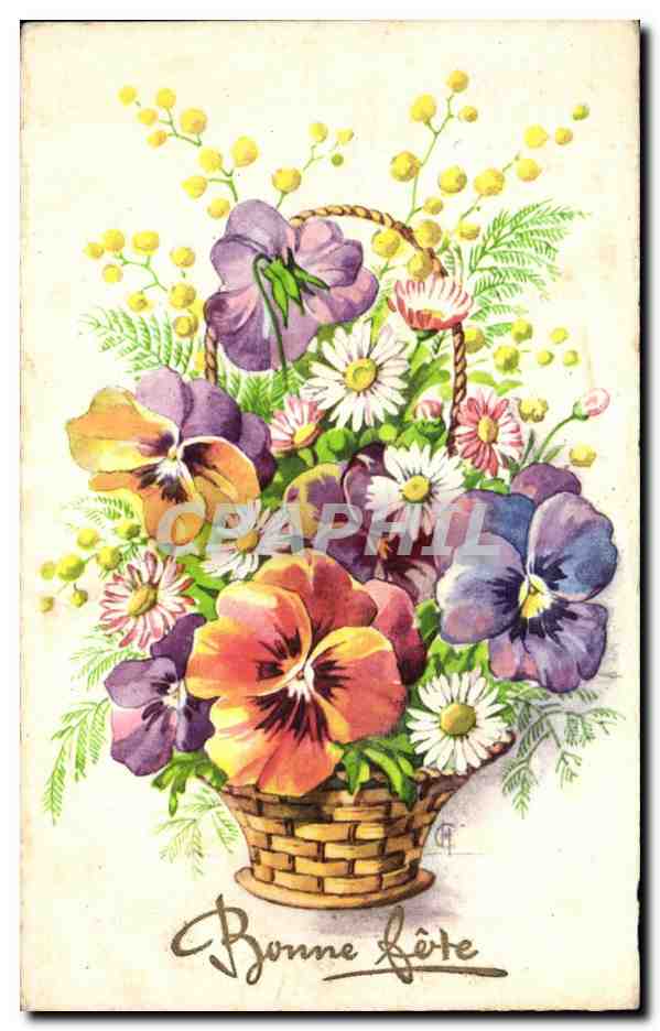 CPA Fantaisie Fleurs Bonne fete