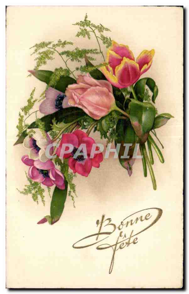 CPA Fantaisie Fleurs Bonne fete