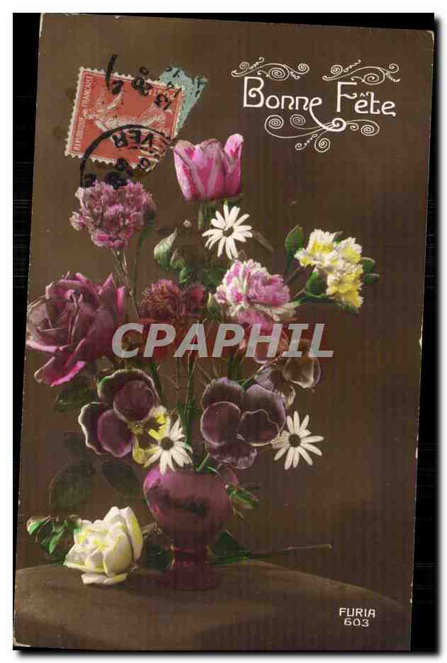 CPA Fantaisie Fleurs Bonne fete