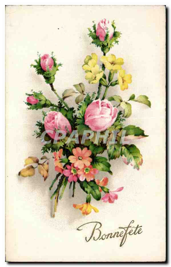 CPA Fantaisie Fleurs Bonnefete